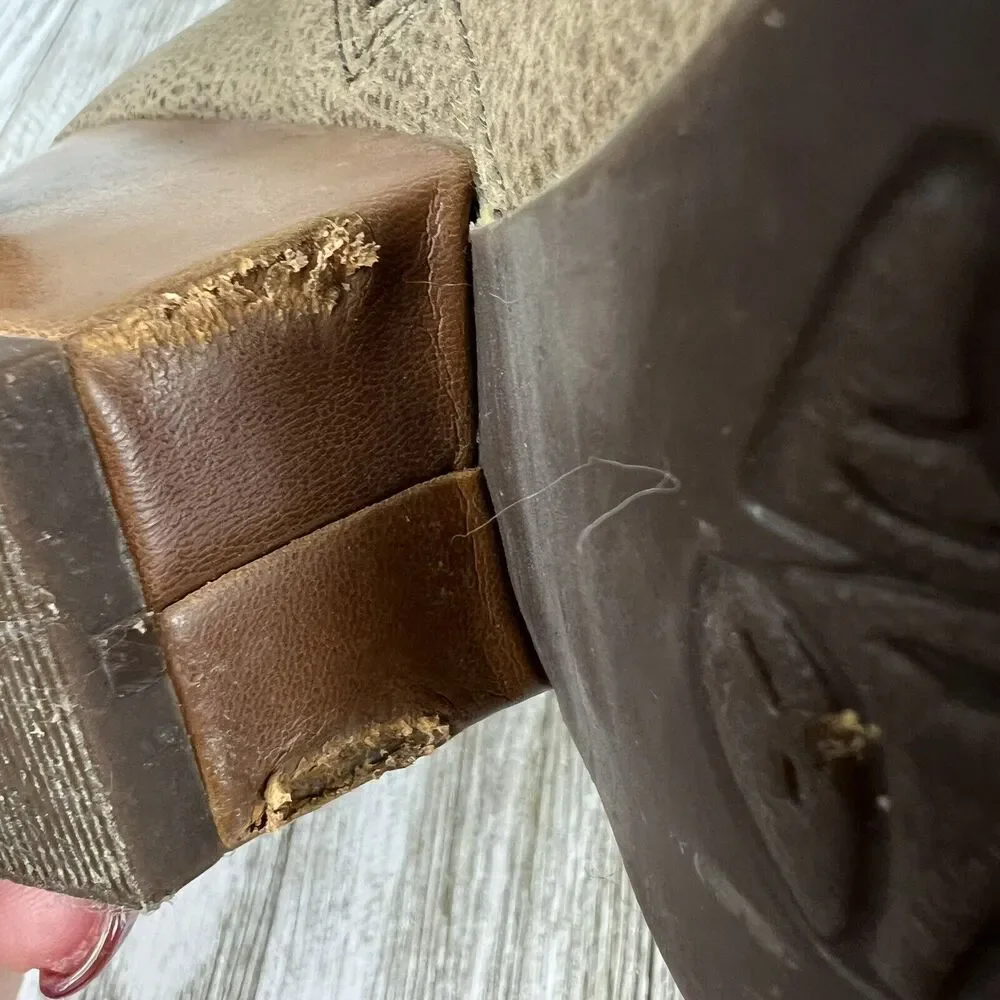 Korks by Kork Ease Gemini Tan Leather Wedge Zip Ankle Boots Womens Size 6.5 - Picture 9 of 10